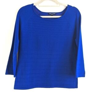𝅺CABLE & Gauge Royal Blue Ribbed Textured Sweater L